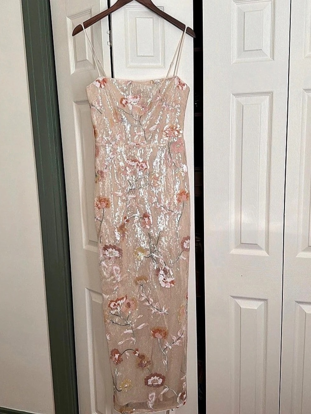 Reformation Frankie Dress Sequin Floral Maxi Dress